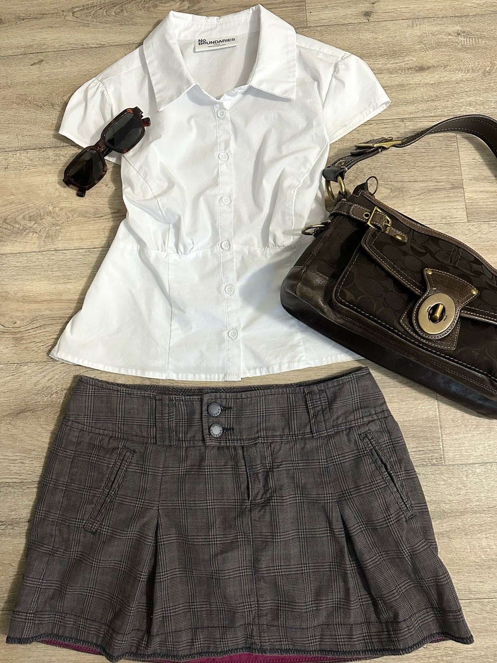 Y2K American Eagle Outfitters gray Plaid Mini Skirt